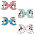 4 Pairs 4 Colors Platinum Alloy Enamel Waist Tighteners, Moon & Spaceman, Mixed Color, 32.5mm, 1 pair/color(AJEW-TA0002-66)