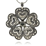 Alloy Rhinestone Big Pendants, Vintage Flower Big Pendants for Necklace Design, Antique Silver, 65x58x7mm, Hole: 7x3mm(TIBEP-M001-42)