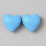 Heart Silicone Focal Beads, DIY Nursing Necklaces Making, Deep Sky Blue, 19x20x12mm, Hole: 2mm(SIL-CJC0001-10A)