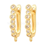 Brass Micro Pave Clear Cubic Zirconia Hoop Earrings Findings, with Loop, Rack Plating  Long-Lasting Plated, Lead Free & Cadmium Free, Golden, 22.5x13.5x4mm, Hole: 1.6mm, Pin: 1mm(KK-K340-33G)