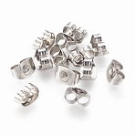 Tarnish Resistant 316 Surgical Stainless Steel Ear Nuts, Friction Earring Backs for Stud Earrings, Stainless Steel Color, 4.5x6.5x3.2mm, Hole: 0.7mm(X-STAS-Q037-1-A)