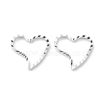 Brass Linking Rings, Long-Lasting Plated, Cadmium Free & Lead Free, Heart, 925 Sterling Silver Plated, 10x10x1mm, Inner Diameter: 8x8mm(KK-F831-009S-RS)