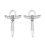 Tibetan Style Alloy Big Pendants, Bat Sword Charms, Antique Silver, 50x31x3mm, Hole: 8.5x8mm(TIBE-N016-02AS)