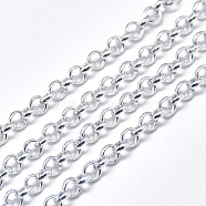 Aluminium Rolo Chains, with Spool, Unwelded, Silver, 4x1mm, about 164.04 Feet(50m)/roll(CHA-T001-14S)