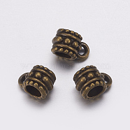 Tibetan Style Hangers, Bail Beads, Lead Free & Nickel Free, Column, Antique Bronze, 7.2x6.5mm, Hole: 2.1mm, Inner Diameter: 4.3mm(MAB644H-NF)