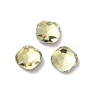 Glass Rhinestone Cabochons, Point Back & Back Plated, Faceted, Square, Jonquil, 7x7x3mm(RGLA-P037-07B-D337)