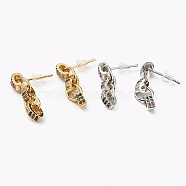 Brass Micro Pave Cubic Zirconia Dangle Earrings, Long-Lasting Plated, Mixed Color, 22mm, Pin: 0.6mm(EJEW-L234-045)