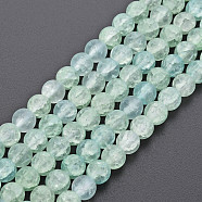 Crackle Glass Beads Strands, Dyed & Heated, Frosted, Round, Light Green, 6mm, Hole: 1mm, about 65~68pcs/strand, 15.35~15.75 inch(39~40cm)(GLAA-S192-D-007E)