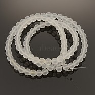 Frosted Transparent Round Glass Beads Strands, Clear, 4mm, Hole: 1mm, about 100pcs/strand, 15.7 inch(FGLA-P002-4mm-03)