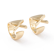 Brass Cuff Rings, Open Rings, Long-Lasting Plated, Real 18K Gold Plated, Letter.X, Size 6, 17mm(RJEW-L097-06X)