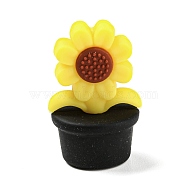 Sunflower Food Grade Eco-Friendly Silicone Beads, Chewing Beads For Teethers, DIY Nursing Necklaces Making, Black, 30x19mm, Hole: 1.5mm(SIL-B046-10)