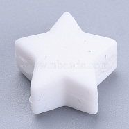 Food Grade Eco-Friendly Silicone Beads, Chewing Beads For Teethers, DIY Nursing Necklaces Making, Star, White, 14x13.5x8mm, Hole: 2mm(SIL-T041-15)