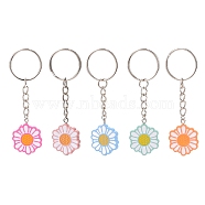 Flower Acrylic Pendant Keychain, with Iron Finding, for Key Bag Car Pendant Decoration, Flower Pattern, 8.3cm, pendant: 29x23x4mm(KEYC-JKC00428-01)