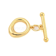 Brass Toggle Clasps, Ring, Real 18K Gold Plated, Ring: 13.5x11x2.8mm, Hole: 1mm, Bar: 16.5x4x2.5mm, Hole: 1mm(KK-A223-09G)