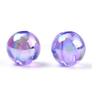 Transparent Acrylic Beads, AB Colors Plated, Round, Blue Violet, 8mm, Hole: 2mm(MACR-YW0002-90A-02)