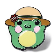 Cartoon Frog Enamel Pin, Electrophoresis Black Alloy Brooch for Clothes Backpack, Hat, 30.5x31.5x1.5mm(JEWB-E025-02EB-06)