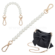 Elite 2Pcs ABS Plastic Imitation Pearl Beaded Bag Handles, with Zinc Alloy Swivel Clasps, for Bag Replacement Accessories, Creamy White, 21.2x1cm(FIND-PH0018-67)