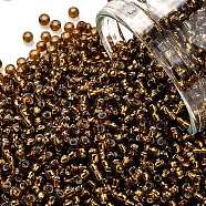 TOHO Round Seed Beads, Japanese Seed Beads, (34) Silver Lined Smoky Topaz, 11/0, 2.2mm, Hole: 0.8mm, about 5555pcs/50g(SEED-XTR11-0034)