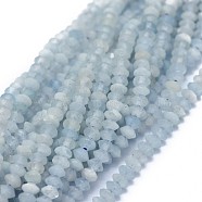 Natural Aquamarine Beads Strands, Faceted, Rondelle, 2.5~3.5x1.5mm, Hole: 0.6mm, about 90pcs/strand, 15.35(39cm)(G-I249-D16)
