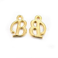 Golden Plated Alloy Letter Pendants, Rack Plating, Cadmium Free & Lead Free, Letter.B, 13x10x2mm, Hole: 1.5mm(X-PALLOY-J718-01G-B)