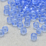 12/0 Grade A Round Glass Seed Beads, Transparent Colours, Cornflower Blue, 12/0, 2x1.5mm, Hole: 0.8mm, about 30000pcs/bag(SEED-Q006-F13)