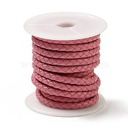 Braided Cowhide Leather Cord, Leather Rope String for Bracelets, Pink, 5mm, about 4.37 yards(4m)/roll(NWIR-N005-01D-5mm)