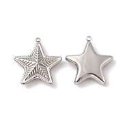 304 Stainless Steel Pendants, Star Charm, Stainless Steel Color, 36x34x8mm, Hole: 3mm(STAS-C073-03P)