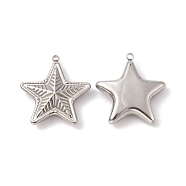 Non-Tarnish 304 Stainless Steel Pendants, Star Charm, Stainless Steel Color, 36x34x8mm, Hole: 3mm(STAS-C073-03P)