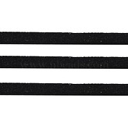 Black Tone Suede Cord, Faux Suede Lace, about 1m long, 2.5mm wide, about 1.4mm thick, about 1.09 yards(1m)/strand(X-LW14206Y)