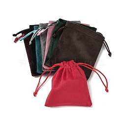 Velvet Jewelry Drawstring Storage Pouches, Rectangle, Mixed Color, 12x10.5x0.4cm(ABAG-P013-02B)