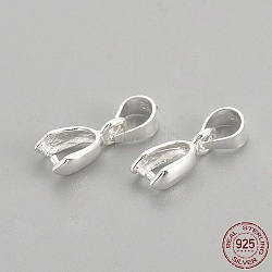 925 Sterling Silver Pendants, Ice Pick & Pinch Bails, with 925 Stamp, Silver, 12mm, Hole: 4mm, Pin: 0.5mm(X-STER-S002-68)