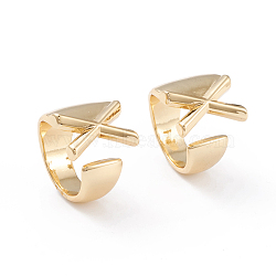 Brass Cuff Rings, Open Rings, Long-Lasting Plated, Real 18K Gold Plated, Letter.X, Size 6, 17mm(RJEW-L097-06X)