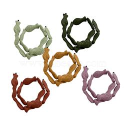 Natural Lava Rock Beads Strands, Dyed, Fish, Mixed Color, 37x20x9mm, Hole: 1mm, about 11pcs/strand, 16 inch(G921)