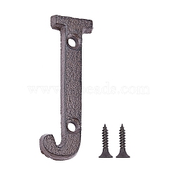 Iron Home Address Number, with 2pcs Screw, Letter.J, 73x20x5mm, Hole: 5.2mm(AJEW-WH0126-25J)