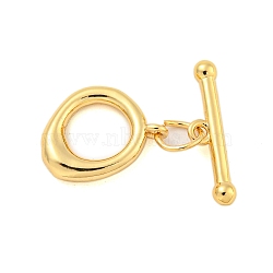 Brass Toggle Clasps, Ring, Real 18K Gold Plated, Ring: 13.5x11x2.8mm, Hole: 1mm, Bar: 16.5x4x2.5mm, Hole: 1mm(KK-A223-09G)