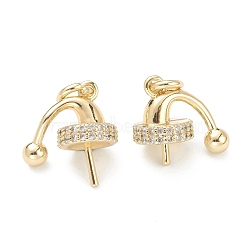 Brass Clear Cubic Zirconia Charms, Long-Lasting Plated, with Jump Ring, Golden, 12x13x8mm, Hole: 2.5mm(ZIRC-B010-26G)