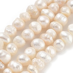 Natural Cultured Freshwater Pearl Beads Strands, Potato, Antique White, 7~8mm, Hole: 0.6mm, about 26pcs/strand, 6.69 inch(17cm)(PEAR-C003-01A)