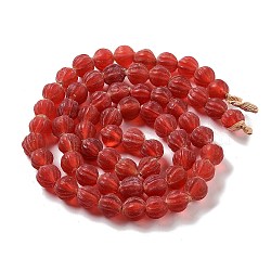 Handmade Nepalese Lampwork Beads, Pumpkin, Red, 10.5x9.5mm, Hole: 1.5mm, about 64pcs/strand, 25.79''(65.5cm)(LAMP-Z008-05B)