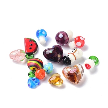 Multi-style Lampwork Beads, Mixed Color, 11~29x9.5~20x3.5~12.5mm, Hole: 1~2.5mm