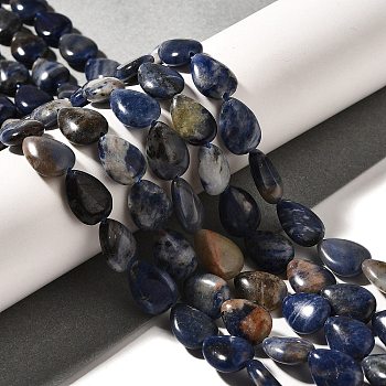 Natural Sodalite Beads Strands, Teardrop, 13.5~14x10~10.5x5mm, Hole: 1mm, about 27~28pcs/strand, 37.3~38.3cm