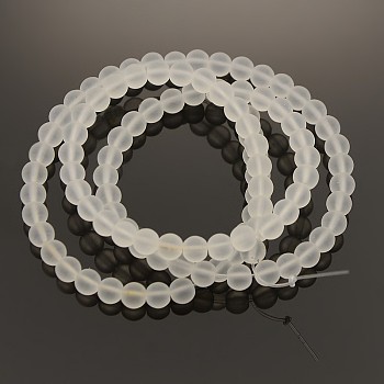Frosted Transparent Round Glass Beads Strands, Clear, 4mm, Hole: 1mm, about 100pcs/strand, 15.7 inch