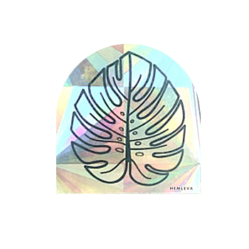 Laser Paper Stickers, Motorcycle Windshield Decorate, Leaf, Colorful, 11.8x13.2x0.01cm