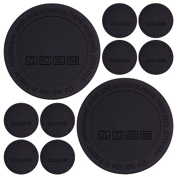 12Pcs Silicone Drink Coasters, Non-Slip Cup Mat, with Adhesive, Flat Round, Black, 58x2mm