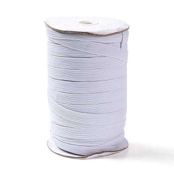 (Defective Closeout Sale: Spool was Yellowing) Flat Braided Elastic Rope Cord, Heavy Stretch Knit Elastic with Spool, White, 13.5~14mm, about 100 yards(300 feet/roll)