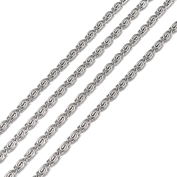 304 Stainless Steel Lumachina Chains, Unwelded, Stainless Steel Color, 8x3.7x2mm