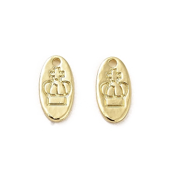 Alloy Pendants, Oval with Crown, Golden, 9x4.5x1mm, Hole: 0.8mm