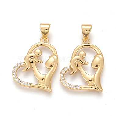 Golden Clear Heart Brass+Cubic Zirconia Pendants