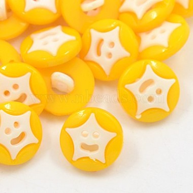 22L(14mm) Gold Flat Round Acrylic 1-Hole Button