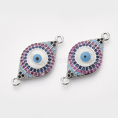 Real Platinum Plated Colorful Eye Brass+Cubic Zirconia+Enamel Links