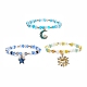 3Pcs 3 Style Moon & Sun & Star Alloy Enamel Charm Stretch Bracelets Set with Glass for Women(BJEW-JB08007)-1
